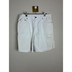 Eddie Bauer Womens White Denim Shorts High Rise 100% Cotton Size 14 0634 (K2)